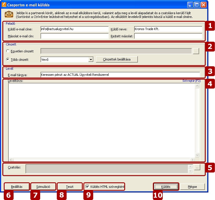 Csoportos e-mail küldés
